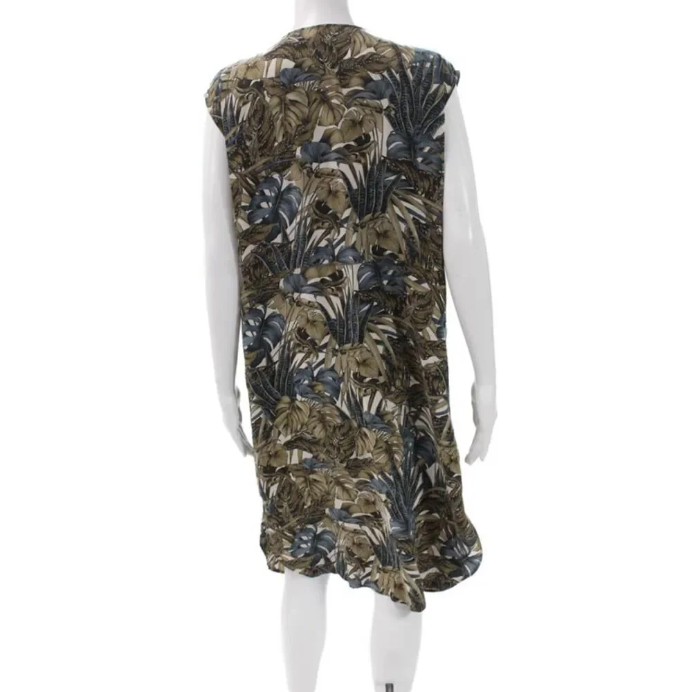 Salvatore Ferragamo Womens Silk Floral Shirt Dress Brown Round Neck Size 2